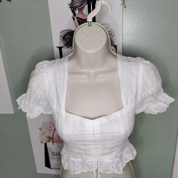 White Crop Top - Picture 3 of 7